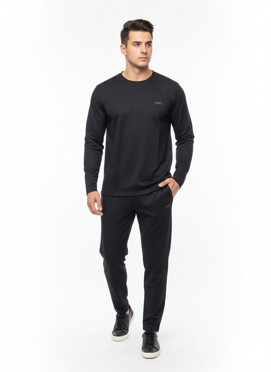 Men's Premium Black Knit Tracksuit Set