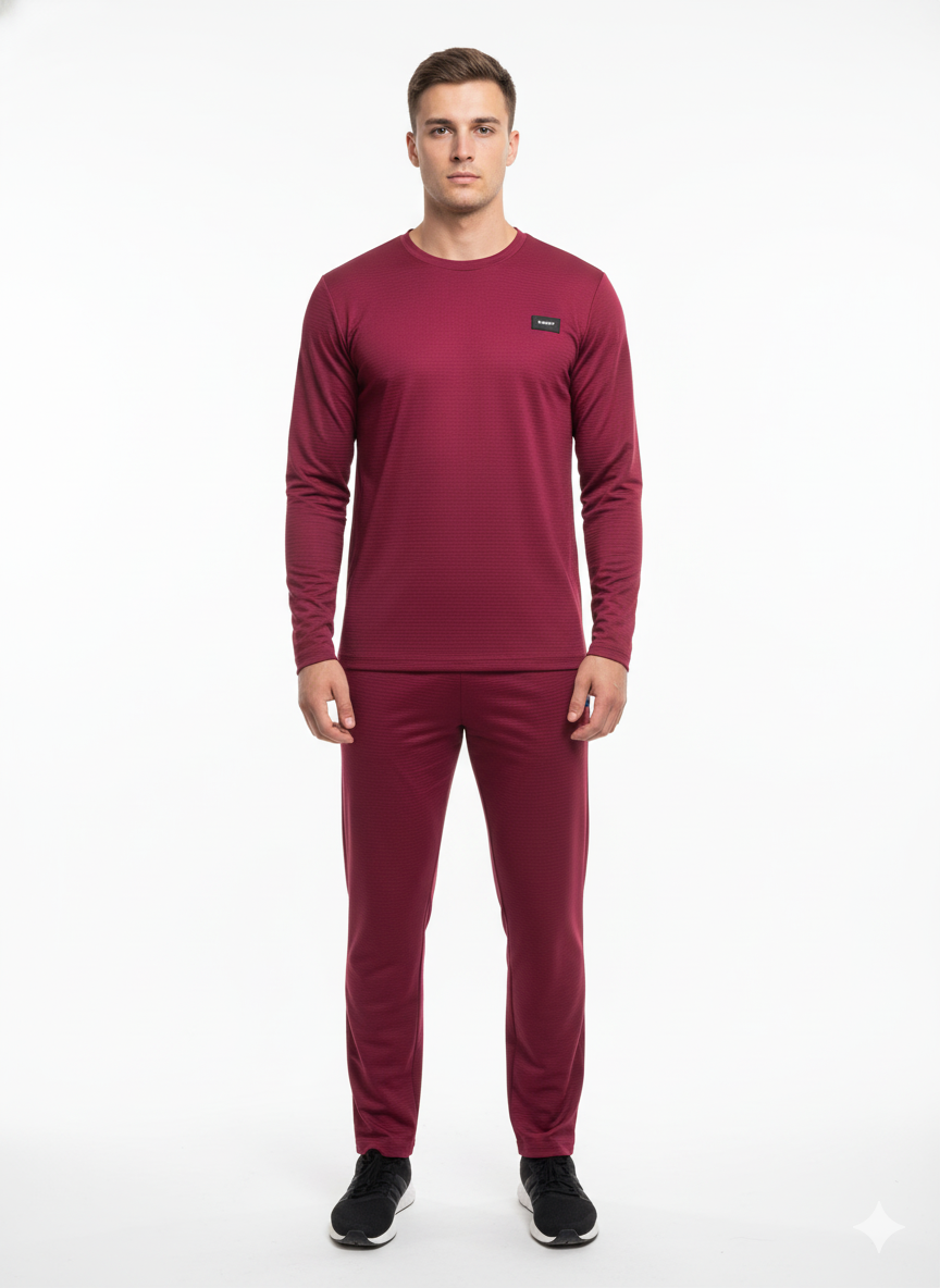 Men's Premium Maroon Knit Tracksuit Set